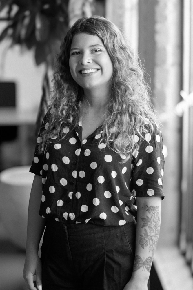 Isa Correa in the Headcase studio.